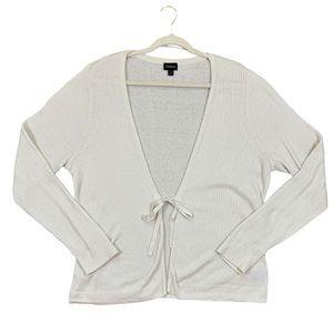 Torrid Plus Size Ivory Tie Front Ribbed Long Sleeve Cardigan Sweater Size 3X